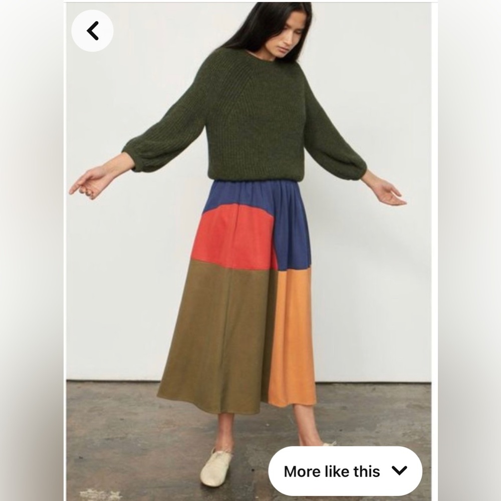 Mara Hoffman Milly Skirt - Colorblock Navy Red Olive Mustard - Size 2